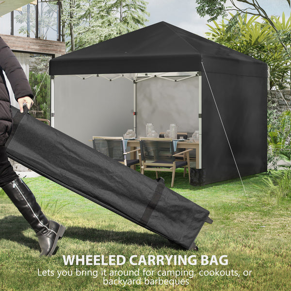 3 x 3 (M) Pop Up Gazebo with 3 Sidewalls, Leg Weight Bags and Wheeled Bag, Height Adjustable Party Tent Event Shelter for Garden, Patio, Black