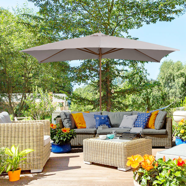 Outsunny 7' x 10' Wooden Patio Umbrella with Top Vent, Grey