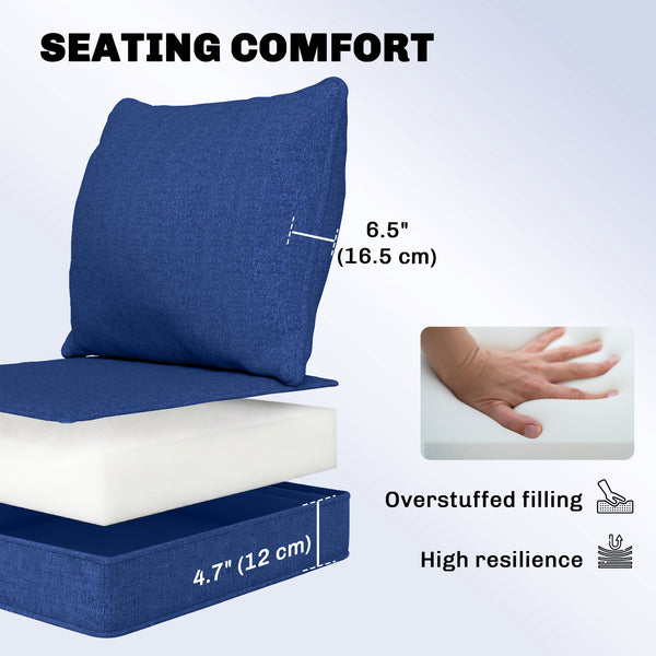 Outdoor Chair Cushions Set of 4, 24" x 24" Fade Resistant Patio Chair Cushions for Outdoor Furniture, Outdoor Seat Cushions, Navy Blue