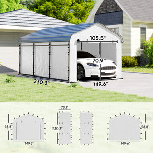 Carport Replacement Sidewall Panels Set of 4 for 12' x 20' Carports, UPF50+ Waterproof PE Tarp Replacement Side Wall Cover with Zipper Door, Top Cover and Frame Not Included, White