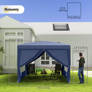 10'x10' Outdoor Pop Up Party Tent Gazebo Canopy with Carrying Bag (Blue)