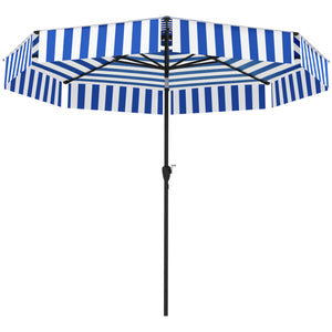 Outsunny 8.6FT Patio Umbrella, UPF 30+ Outdoor Market Umbrella, 2-Tier Vented Patio Table Umbrella with Crank 8 Ribs, Tiltable Porch Umbrella for Garden Deck Poolside, Navy Blue