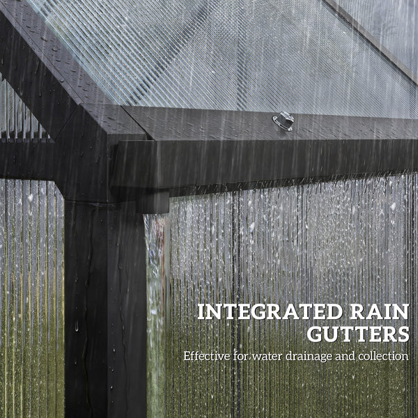 6 x 6.5ft Polycarbonate Greenhouse with Swing Door and Adjustable Window, Walk-in Greenhouse with Rain Gutter, Aluminium Garden Green House for Patio Garden Backyard, Black