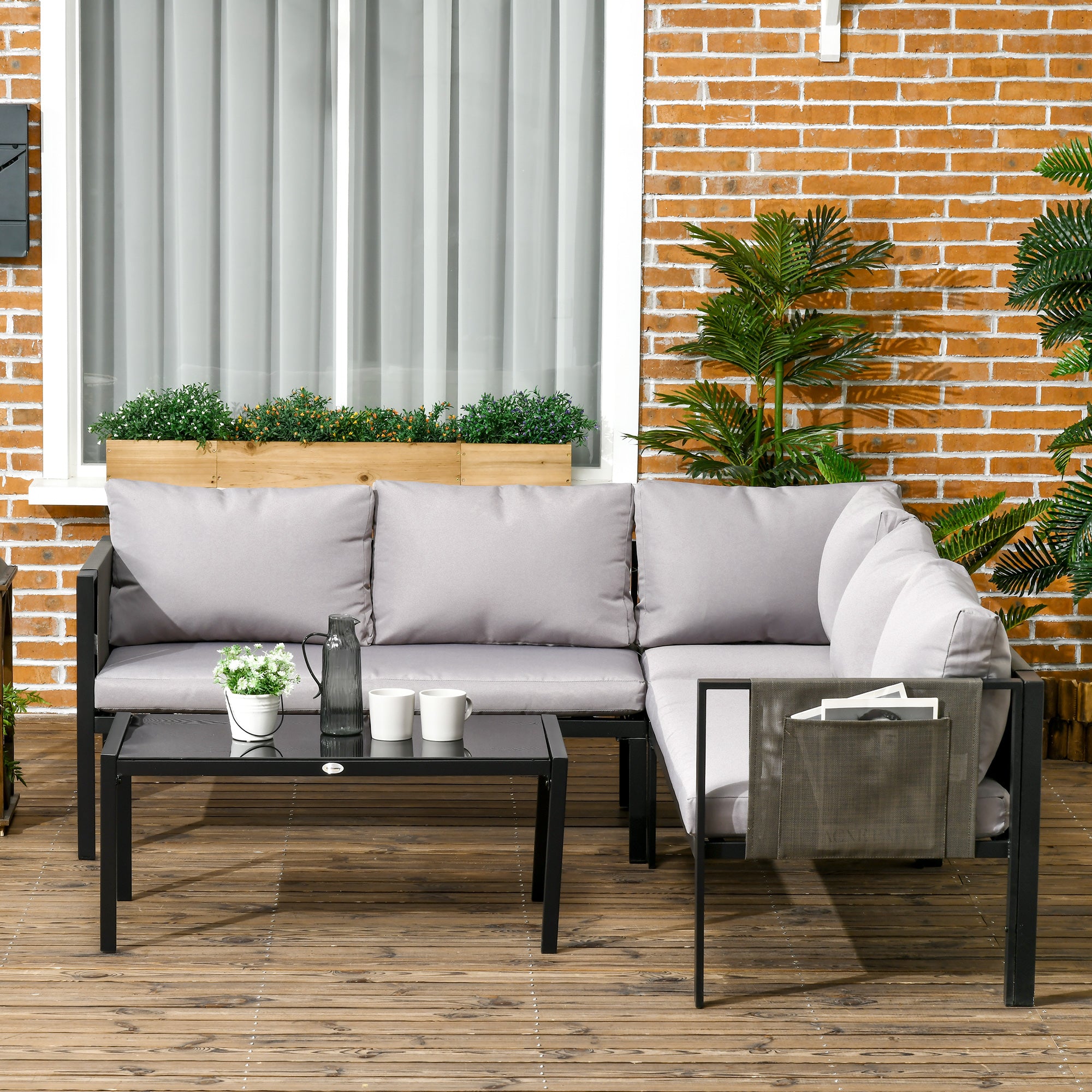 Seater Garden Corner Sofa Set, Pieces Metal Garden Furniture