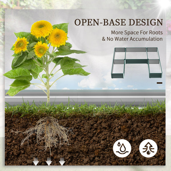 Outsunny 8 x 8' Raised Garden Bed Set, Large Steel Flower Planters for Outdoor Plants, Easy Assembly for Vegetables, Herbs, Green