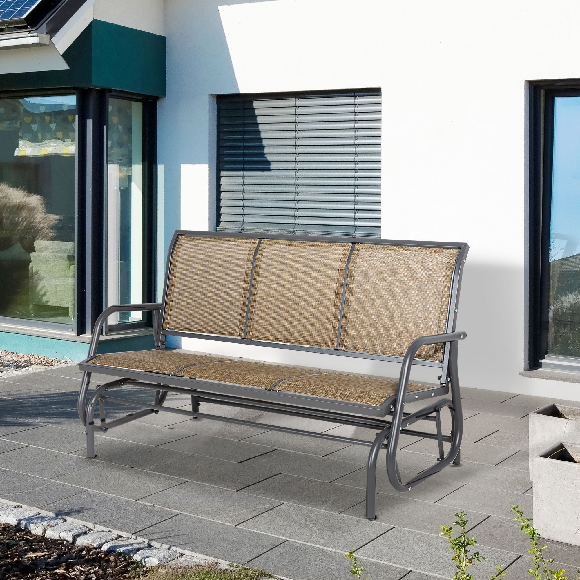 Outsunnny 3-Seat Outdoor Glider Chair, Patio Glider Outdoor