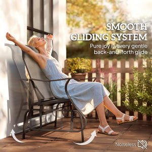 2-Person Outdoor Glider Chair, Patio Glider Rocking Chair with Mesh Seat and Backrest, Steel Frame for Outdoor, Backyard, Black