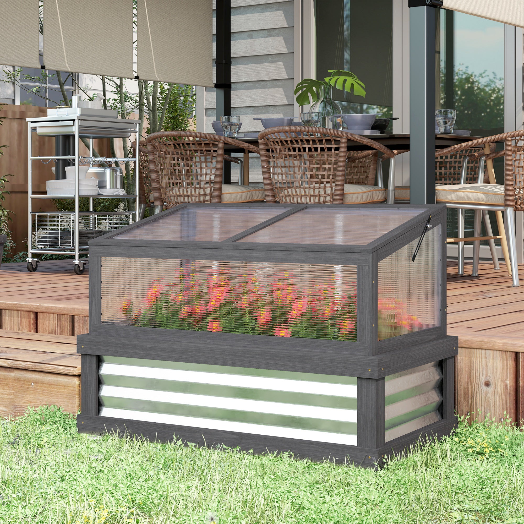 NookGrow Raised Garden Bed with Lean-to Roof | Outsunny