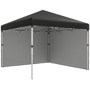 10' x 10' Pop Up Canopy Tent with Removable Sidewalls, Instant Shelter with Portable Roller Bag, 4 Sand Bags, Adjustable Height for Outdoor, Garden, Patio, Black