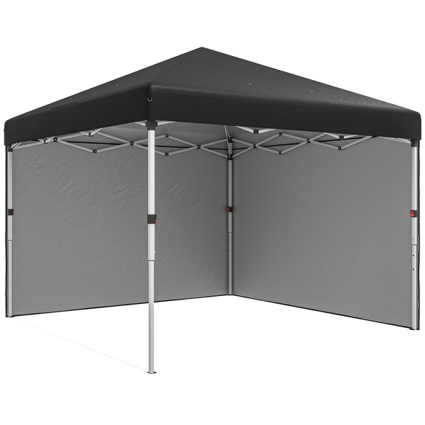 10' x 10' Pop Up Canopy Tent with Removable Sidewalls, Instant Shelter with Portable Roller Bag, 4 Sand Bags, Adjustable Height for Outdoor, Garden, Patio, Black