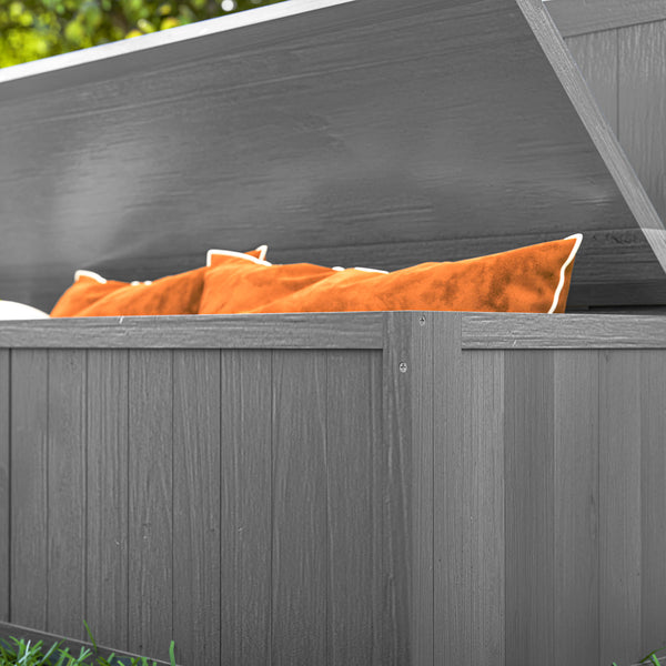 Garden Arch Wood Bench Outdoor Storage Box Garden Furniture Chair 115L x 45W x 75Hcm, Grey
