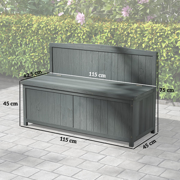 Garden Arch Wood Bench Outdoor Storage Box Garden Furniture Chair 115L x 45W x 75Hcm, Grey