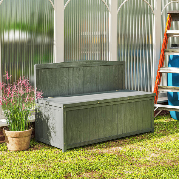 Garden Arch Wood Bench Outdoor Storage Box Garden Furniture Chair 115L x 45W x 75Hcm, Grey