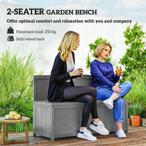 Garden Arch Wood Bench Outdoor Storage Box Garden Furniture Chair 115L x 45W x 75Hcm, Grey