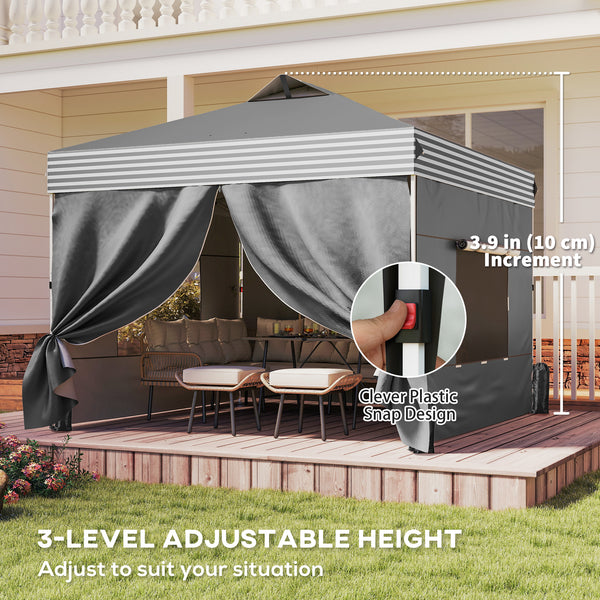 10 x 10 ft Pop Up Canopy Tent with 4 Sidewalls, UPF 50+ 1-Button Push Easy Setup Outdoor Instant Canopy Portable Shelter with 4 Sandbags, Wheeled Carry Bag, Dark Grey
