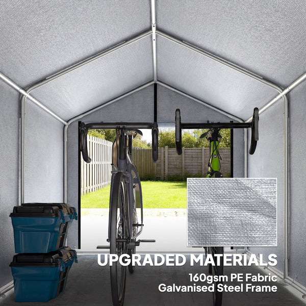 7' x 5' Portable Shed, Waterproof Bike Tent with Roll-up Zipper Door and Galvanized Steel Frame, Outdoor Storage Shed for Bike, Firewood, Garden Tools, Light Grey