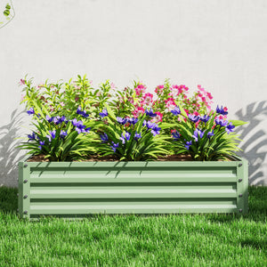 4' x 4' x 1' Raised Garden Bed Galvanized Steel Planter Box for Vegetables, Flowers, Herbs, Light Green