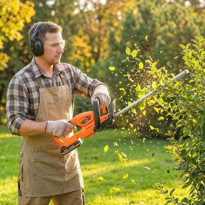 20" Cordless Hedge Trimmer, 18V Electric Hedge Cutter with 51cm Dual Action Blade, 2000mAh Battery and Charger for Garden Branches, Shrubs, Twigs, Orange