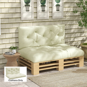 2 Seater 5" Thick Outdoor Seat Cushions with Back Cushion for Pallet, Loveseat Outdoor Furniture Cushions, Fade-Resistant Replacement Patio Cushions, Cream White