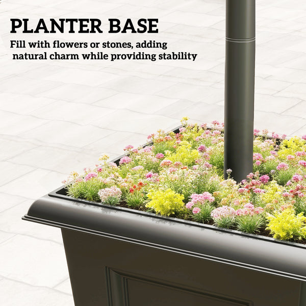 63" Solar Lamp Post Lights 2 Pack, Waterproof LED Solar Light Posts with Planter, Outdoor Lamps for Patio, Backyard, Pathway, Garden, Lawn, Black