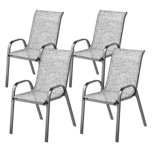 Outsunny Outdoor Dining Chairs Set of 4, Stackable Patio Dining Chairs, High Back Outdoor Patio Chairs with Breathable Mesh Seat, Metal Frame for Garden Lawn Backyard, Mixed Gray