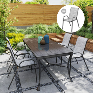 Outsunny Outdoor Dining Chairs Set of 4, Stackable Patio Dining Chairs, High Back Outdoor Patio Chairs with Breathable Mesh Seat, Metal Frame for Garden Lawn Backyard, Mixed Gray