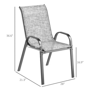 Outsunny Outdoor Dining Chairs Set of 4, Stackable Patio Dining Chairs, High Back Outdoor Patio Chairs with Breathable Mesh Seat, Metal Frame for Garden Lawn Backyard, Mixed Gray