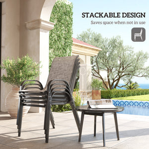 Outsunny Outdoor Dining Chairs Set of 4, Stackable Patio Dining Chairs, High Back Outdoor Patio Chairs with Breathable Mesh Seat, Metal Frame for Garden Lawn Backyard, Mixed Gray