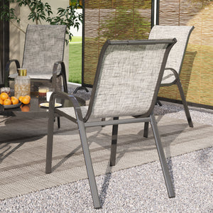 Outsunny Outdoor Dining Chairs Set of 4, Stackable Patio Dining Chairs, High Back Outdoor Patio Chairs with Breathable Mesh Seat, Metal Frame for Garden Lawn Backyard, Mixed Gray