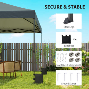 10 x 10 ft Pop Up Canopy Tent with One Push Setup, Easy Setup Outdoor Portable Instant Canopy Shelter with Wheeled Carry Bag, Sandbags, Adjustable Height for Parties, Events, Dark Gray