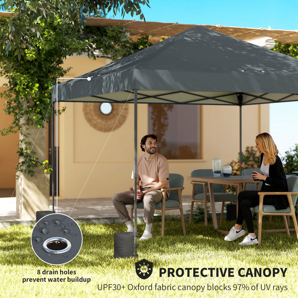 10 x 10 ft Pop Up Canopy Tent with One Push Setup, Easy Setup Outdoor Portable Instant Canopy Shelter with Wheeled Carry Bag, Sandbags, Adjustable Height for Parties, Events, Dark Gray