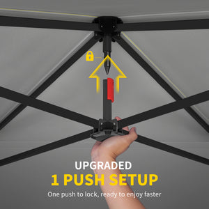 10 x 10 ft Pop Up Canopy Tent with One Push Setup, Easy Setup Outdoor Portable Instant Canopy Shelter with Wheeled Carry Bag, Sandbags, Adjustable Height for Parties, Events, Dark Gray