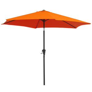 8.5FT Patio Umbrella, Round Garden Parasol with 6 Ribs, Market Sunshade Tilt Canopy w/ Crank Handle for Outdoor, Orange