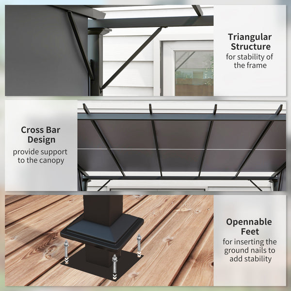 Outsunny 12' x 10' Outdoor Retractable Pergola Canopy with Sun Shade Unique Design Canopy Patio Metal Shelter for Garden Porch Beach, Gray