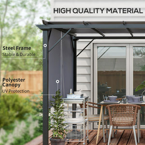 Outsunny 12' x 10' Outdoor Retractable Pergola Canopy with Sun Shade Unique Design Canopy Patio Metal Shelter for Garden Porch Beach, Gray