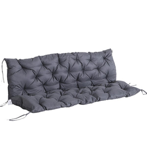 Outsunny 59" x 38" Tufted Bench Cushion for Outdoor Furniture, 3-Seater Replacement for Swing Chair, Patio Sofa/Couch, Overstuffed, Includes Backrest, Dark Gray