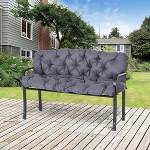 Outsunny 59" x 38" Tufted Bench Cushion for Outdoor Furniture, 3-Seater Replacement for Swing Chair, Patio Sofa/Couch, Overstuffed, Includes Backrest, Dark Gray