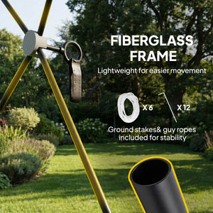 10 x 11 ft Pop Up Gazebo Screen Tent, Outdoor Portable Instant Camping Canopy Screen House Sun Shelter with Mesh Nettings, Carry Bag, Ground Stakes, Ropes for Patio, Backyard, Dark Green