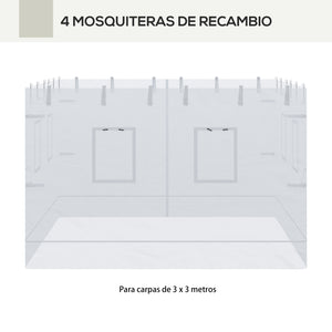 Pop up Canopy Walls, Universal Replacement Netting, Set of 4 Mesh Screen Sidewalls, Patio Netting with 6 Service Windows and 1 Door for 10' x 10' Canopy Tent, White