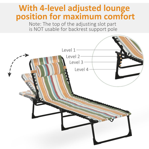 Outsunny Folding Chaise Lounge Pool Chair, Patio Sun Tanning Chair, Outdoor Lounge Chair with 4-Position Reclining Back, Breathable Mesh Seat for Beach, Yard, Patio, Rainbow Striped