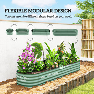 8' x 2' x 1' Galvanized Raised Garden Bed Kit, Outdoor Metal Elevated Planter Box with Safety Edging, Easy DIY Stock Tank for Growing Flowers, Herbs & Vegetables, Green