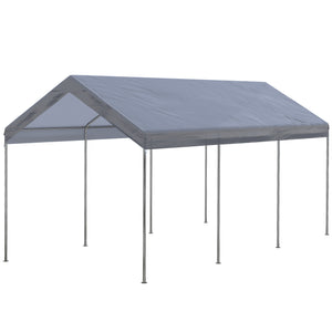 Outsunny 10' x 20' Party Tent and Carport, Height Adjustable Portable Garage, Outdoor Canopy Tent 8 Legs without Sidewalls for Car, Truck, Boat, Motorcycle, Bike, Garden Tools, Gray