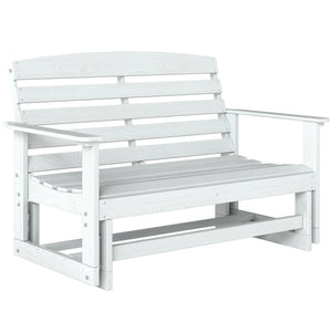 2-Person Outdoor Glider Bench Patio Double Swing Rocking Chair Loveseat w/ Slatted HDPE Frame for Backyard Garden Porch, Distressed White