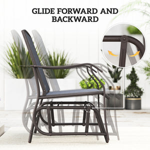Glider Rocking Chair & Table Set 2 Single Seaters Rocker Garden Swing Chair Patio Furniture Bistro Set Grey