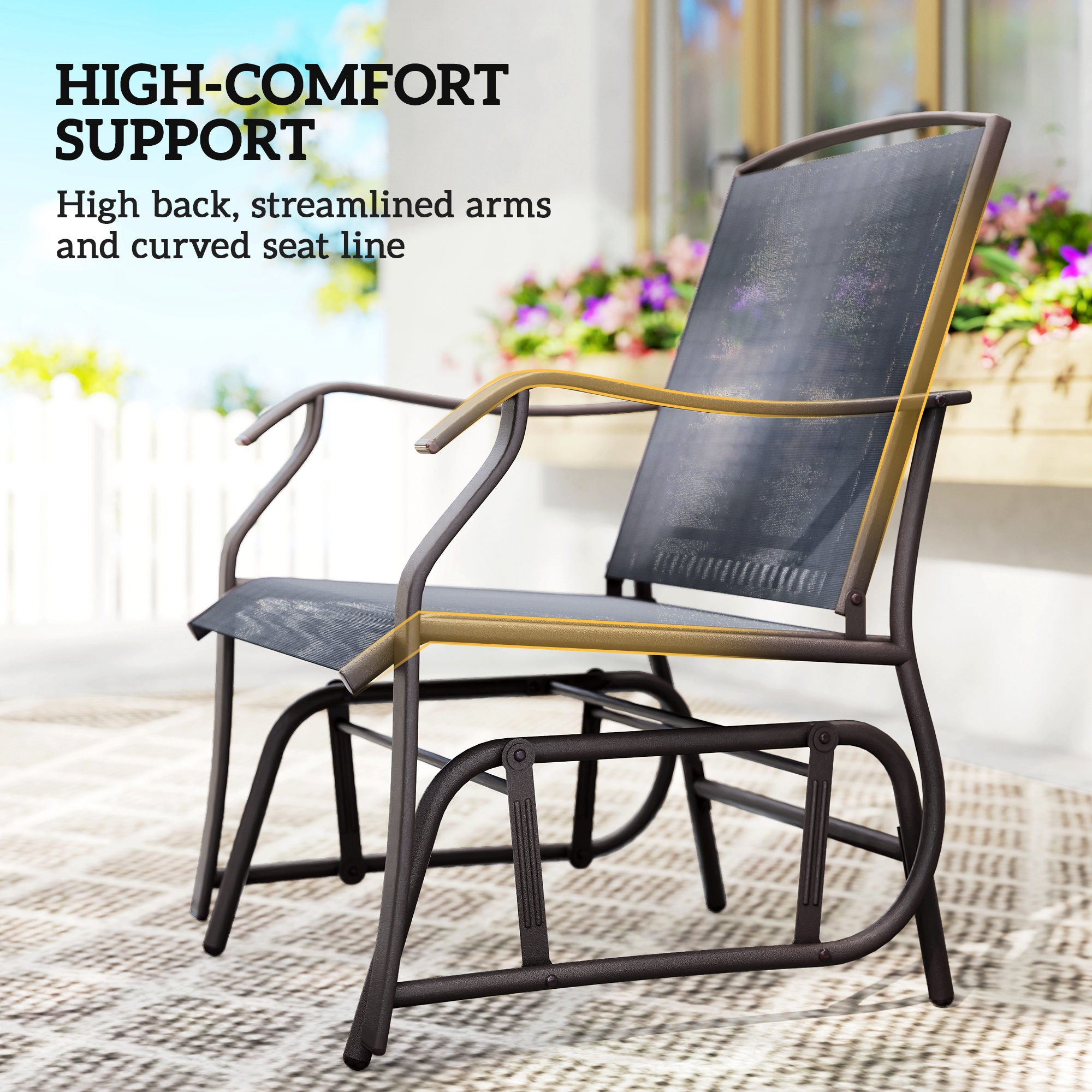 Glider Rocking Chair Table Set Single Seaters Rocker Garden