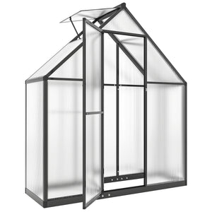 5.5 x 6.5ft Polycarbonate Greenhouse with Swing Door and Adjustable Window, Walk-in Greenhouse Aluminium Garden Green House for Patio Garden Backyard, Black