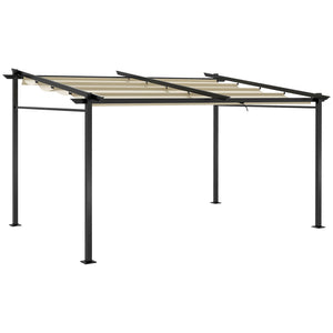 10' x 13' Metal Pergola with Sliding Roof Canopy, Retractable Pergola Canopy for Outdoor, Patio, Beige