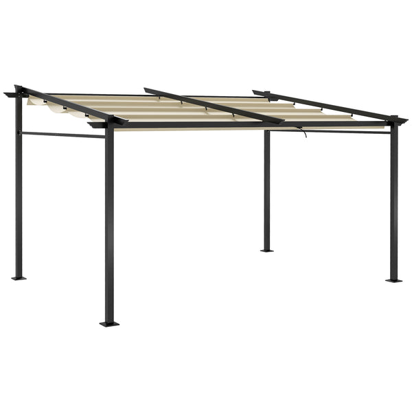 10' x 13' Metal Pergola with Sliding Roof Canopy, Retractable Pergola Canopy for Outdoor, Patio, Beige