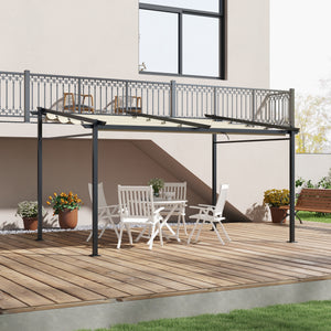 10' x 13' Metal Pergola with Sliding Roof Canopy, Retractable Pergola Canopy for Outdoor, Patio, Beige