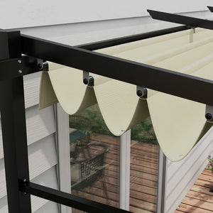 10' x 13' Metal Pergola with Sliding Roof Canopy, Retractable Pergola Canopy for Outdoor, Patio, Beige